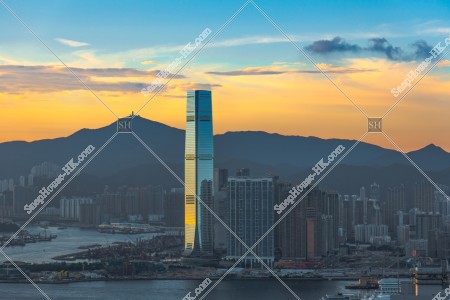 View of West Kowloon at sunset time, No.10