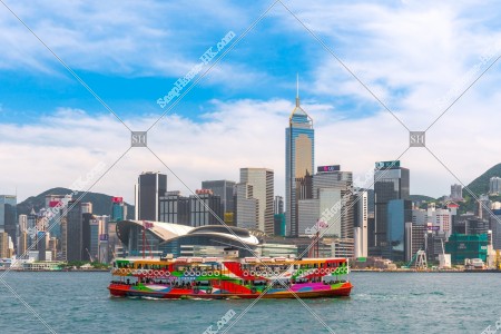 View of  the high-rise buildings of Wan Chai with Star Ferry, No.5