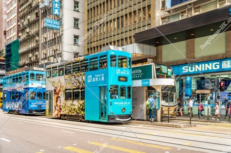 Street view of Des Voeux Road Central with Hong Kong Tramway at Sheung Wan, No.2