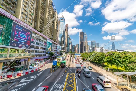 Street view of Gloucester Road at Hong Kong Island