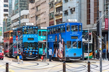 View of Sheung Wan with Hong Kong Tram, No.8