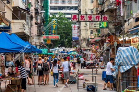 Evening view of Temple Street at Yau Ma Tei, No.3