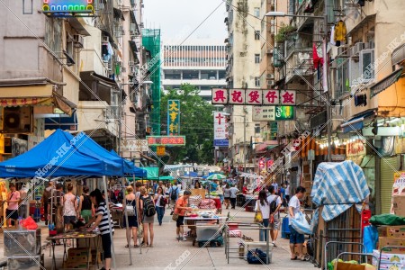 Evening view of Temple Street at Yau Ma Tei, No.4