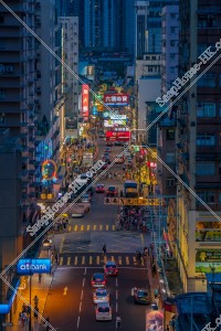 Street view of Tsuen Wan with signboards at night, No.1