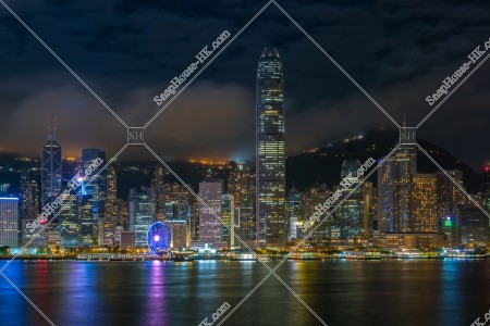Night view of the high-rise buildings of Central, view from Tsim Sha Tsui , No.17
