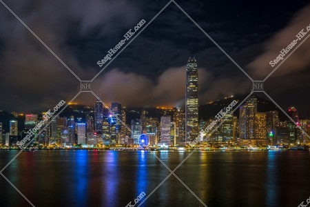 Night view of the high-rise buildings of Central, view from Tsim Sha Tsui , No.18