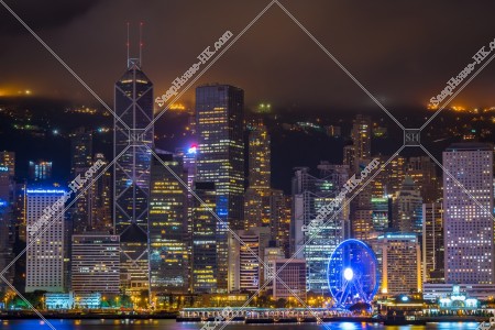 Night view of the high-rise buildings of Central, view from Tsim Sha Tsui , No.19