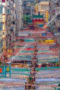 View of Temple Street Night Market at Jordan in the evening, No.2
