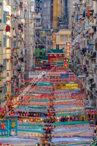 View of Temple Street Night Market at Jordan in the evening, No.4