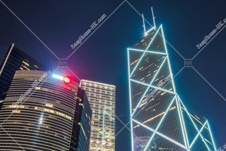 Three Garden Road and Bank of China Tower at night, Central, No.2