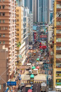 Street view of Tsuen Wan with signboards, No.1