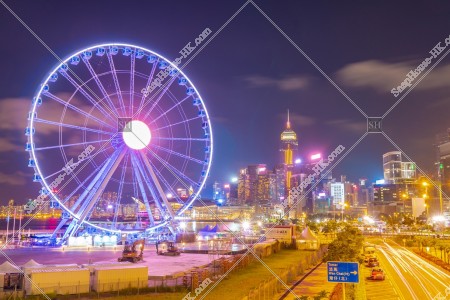 Night view of the high-rise buildings at Connaught Road Central, Central, No.1