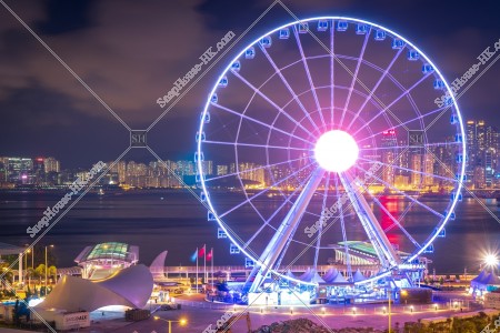 Night view of The Hong Kong Observation Wheel at Central, No.3