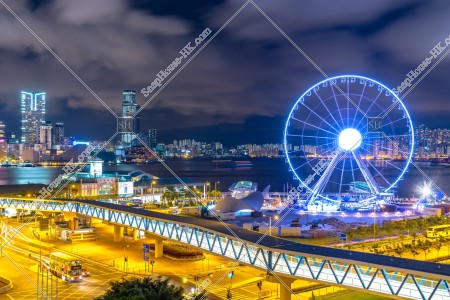 The Hong Kong Observation Wheel and Central Ferry Piers at night, Central, No.2