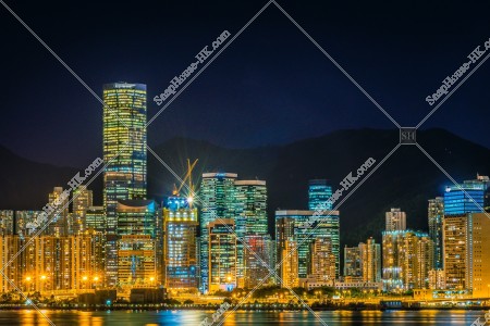 Landscape of high-rise buildings at night, Quarry Bay, No.1