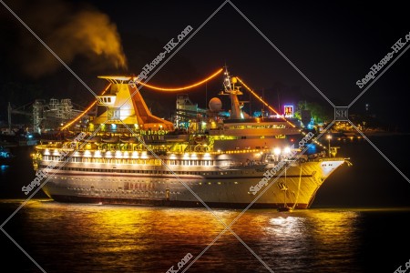 A Cruise ship at night
