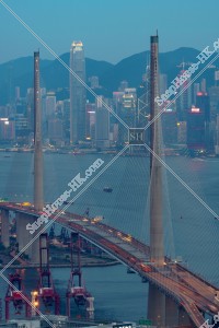 View of Stonecutters' Bridge and Hong Kong Island in the evening, No.2