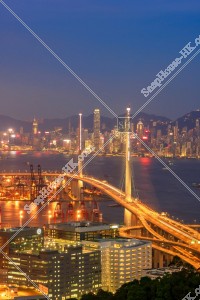 View of Stonecutters' Bridge and Hong Kong Island at night, No.2