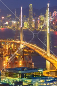 View of Stonecutters' Bridge and Hong Kong Island at night, No.3