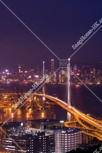 View of Stonecutters' Bridge and Hong Kong Island at night, No.4