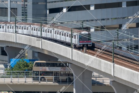 MTR train and KMB double-decker bus, No.2