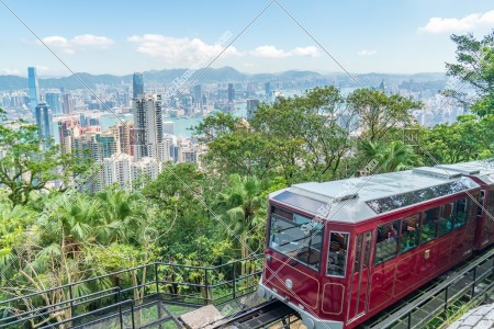 Cityscape of Hong Kong and Peak Tram, No.1