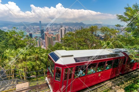 Cityscape of Hong Kong and Peak Tram, No.3