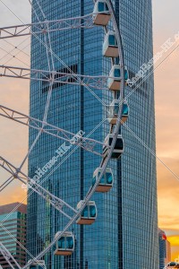 View of The Hong Kong Observation Wheel and ifc2 at sunset time, Central, No.1