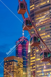 The Hong Kong Observation Wheel and high-rise buildings at Central after sunset, No.5