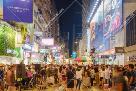 Street view of Mong Kok and crowd of people at night, No.4