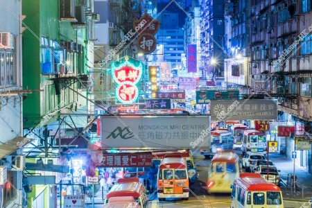 Street view of Mong Kok and crowd of people at night, No.6