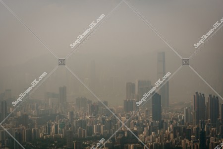 Skyline cityscape of Kowloon in smog, No.2