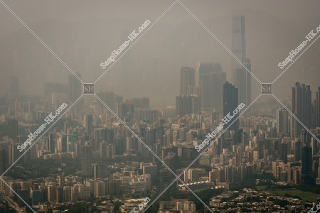 Skyline cityscape of Kowloon in smog, No.4