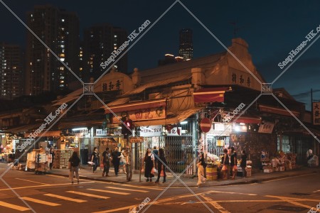 Yau Ma Tei Fruit Market after sunset
