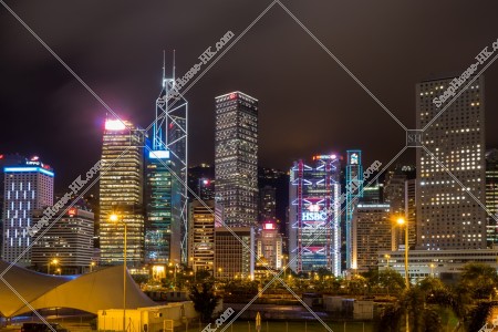 View of the high-rise buildings at night, Central, No.3