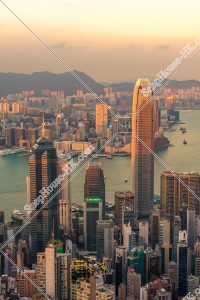 Skyline Hong Kong city in sunset time, view from The Peak, No.2
