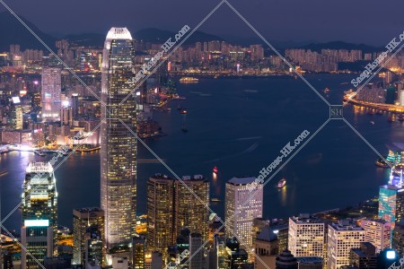 Skyline cityscape of Hong Kong at night, view from The Peak, No.1