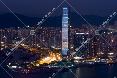 View of West Kowloon at night, view from The Peak, No.1