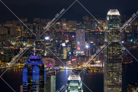 Skyline cityscape of Hong Kong at night, view from The Peak, No.2