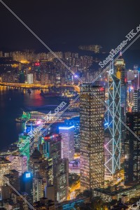 Night cityscape of Hong Kong Island, view from The Peak, No.2