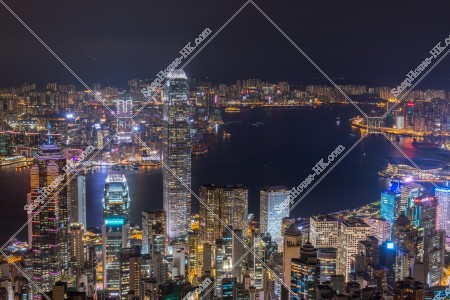 Skyline cityscape of Hong Kong at night, view from The Peak, No.7
