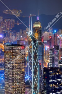 Night cityscape of Hong Kong Island, view from The Peak, No.3