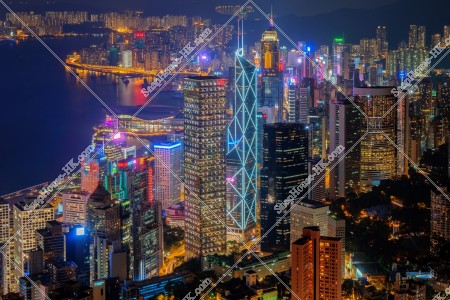 Night cityscape of Hong Kong Island, view from The Peak, No.5