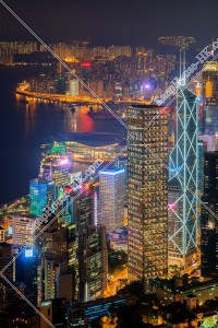 Night cityscape of Hong Kong Island, view from The Peak, No.6