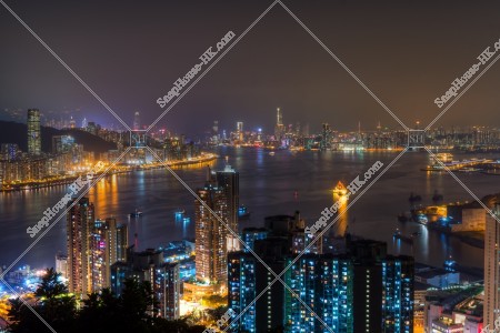 Night view of Hong Kong Island and Kowloon Peninsula, No.5