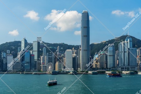 View of the high-rise buildings of Central in the morning, view from Tsim Sha Tsui , No.4