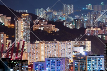 View of Tsuen Wan District at night