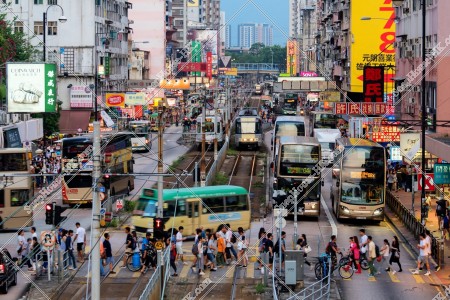 Street view of Yuen Long with Light Rail, No.12