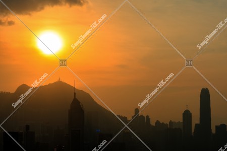 Dusk view with high-rise buildings, No.1