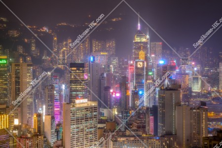 Night view of high-rise buildings at Wan Chai, No.2
